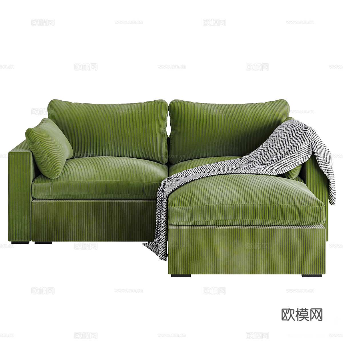 现代北欧 Cozey Ciello 双人布艺组合转角沙发3d模型下载（渲染图4）