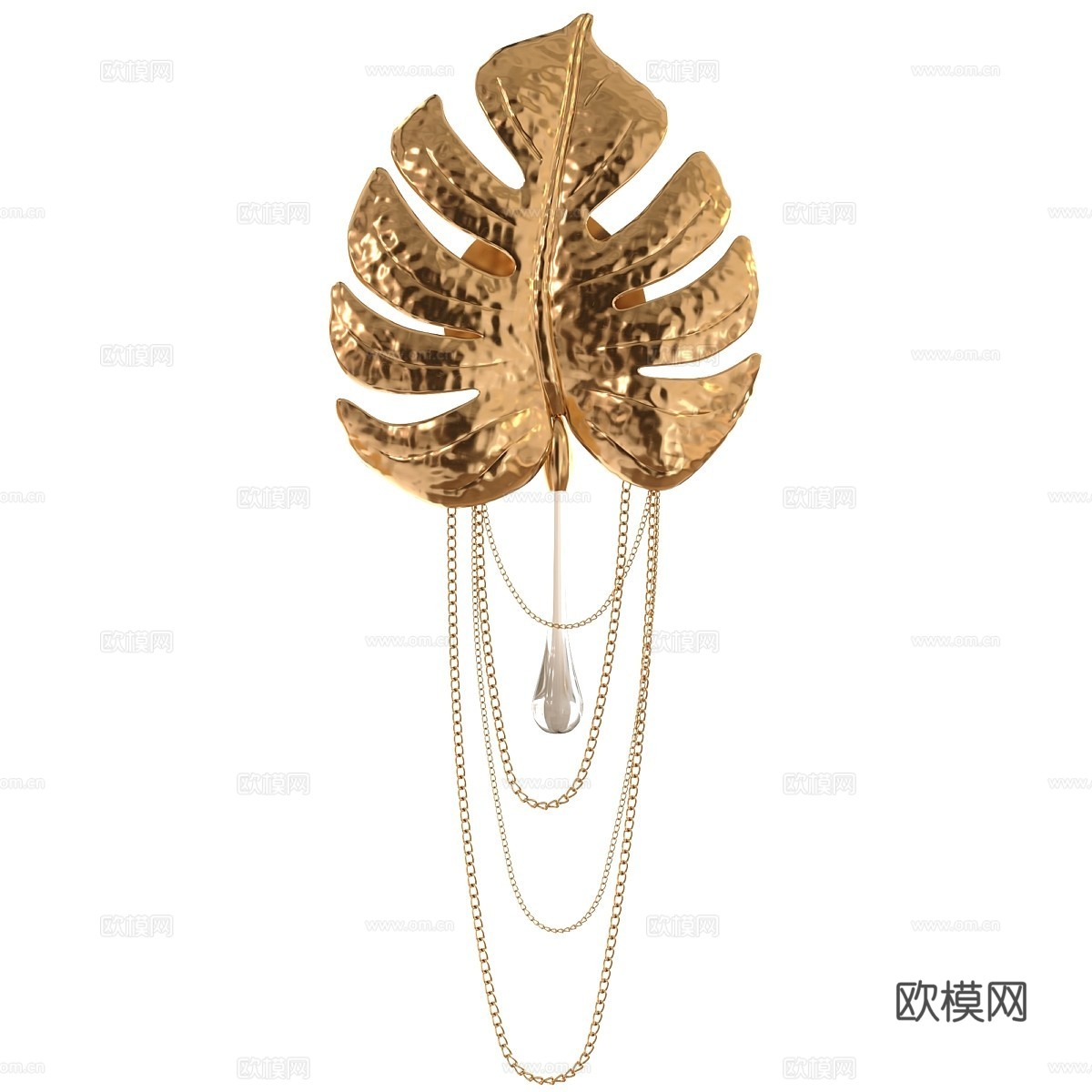 现代轻奢金叶装饰壁灯3d模型下载（渲染图2）