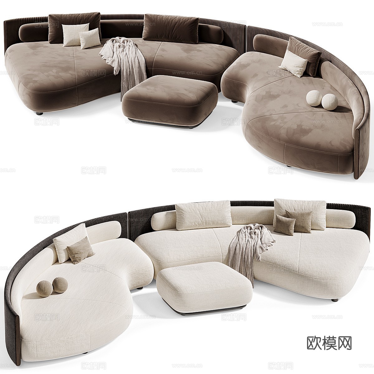 现代意式 Minotti Bezier Cord 组合沙发3d模型下载（渲染图3）