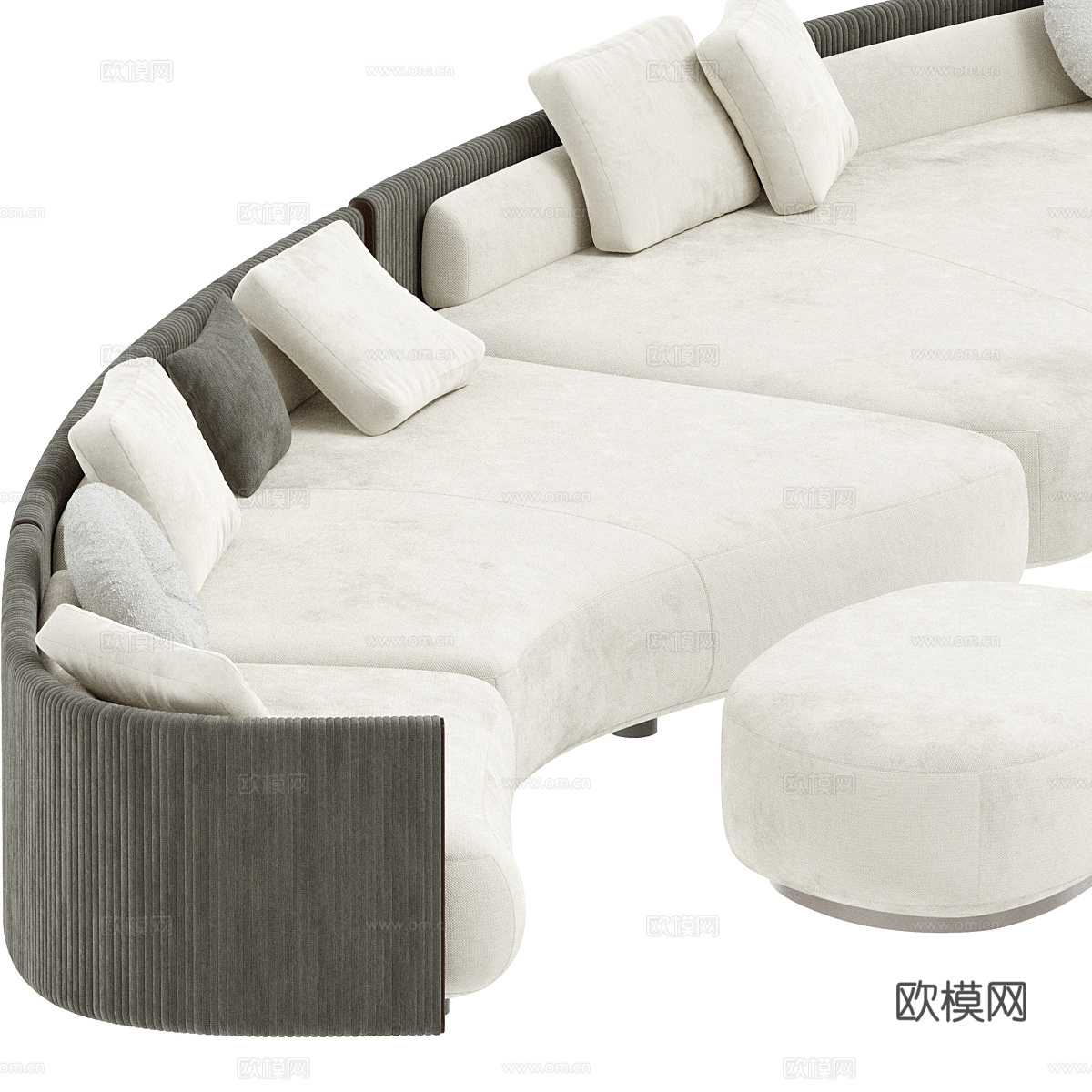 现代意式 Bezier Cord 弧形布艺组合沙发3d模型下载（渲染图3）