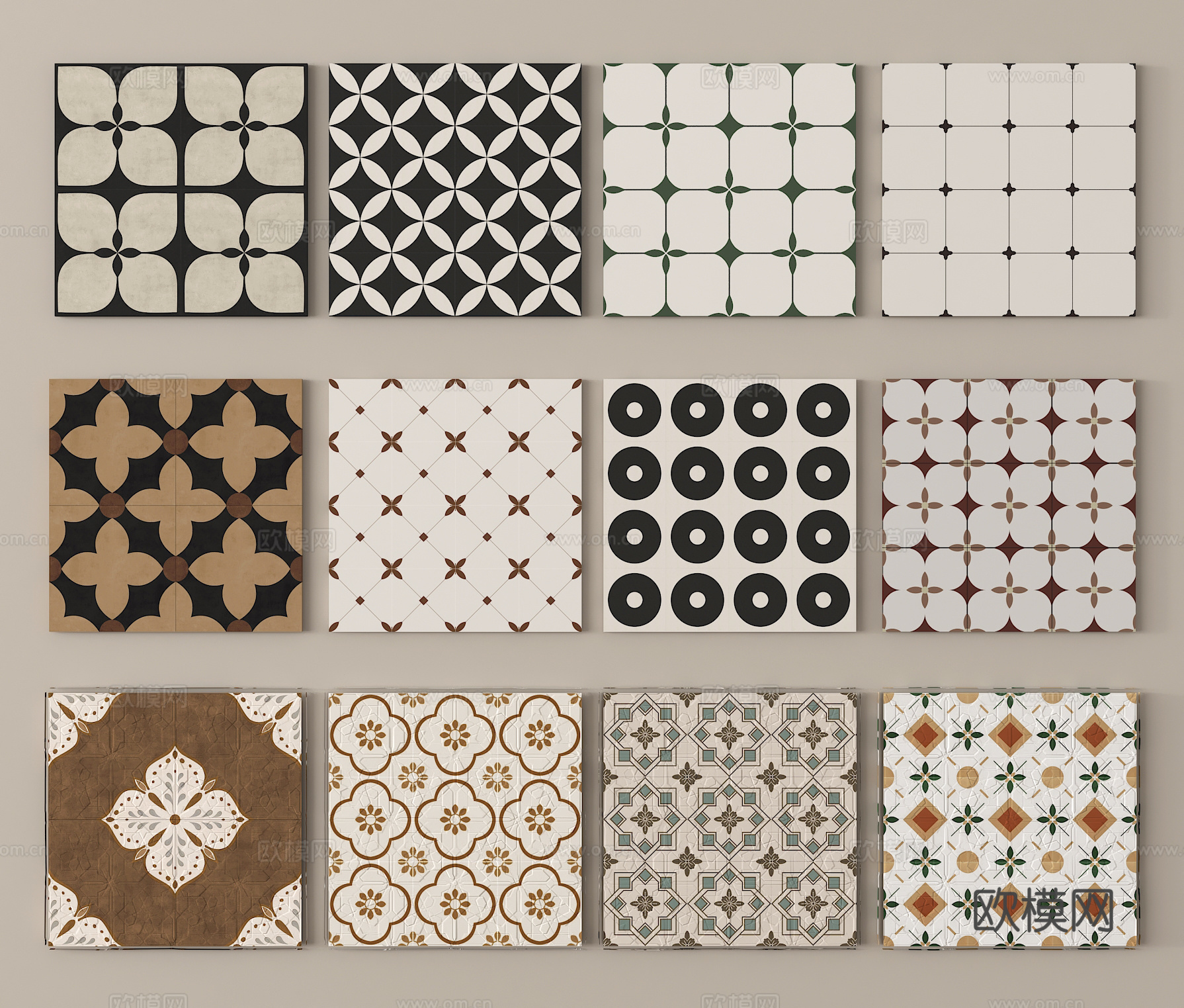 法式花砖 地砖 复古砖 仿古砖3d模型下载