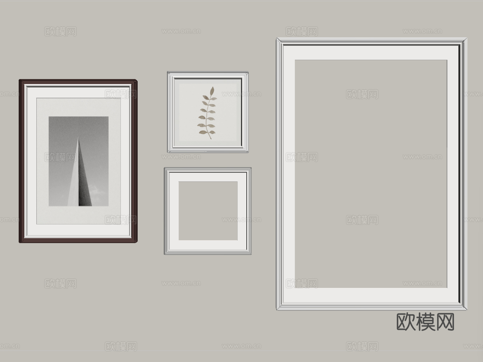 现代挂画 画框 相框su模型