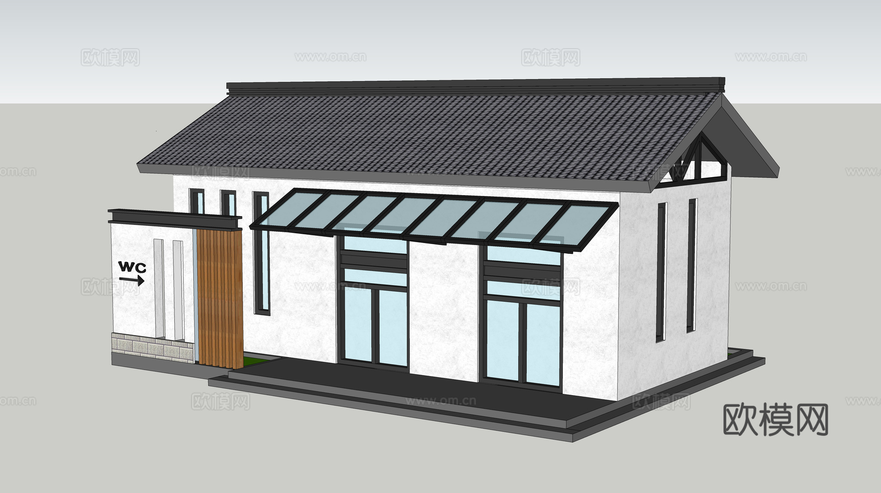 现代中式公厕厕所su模型