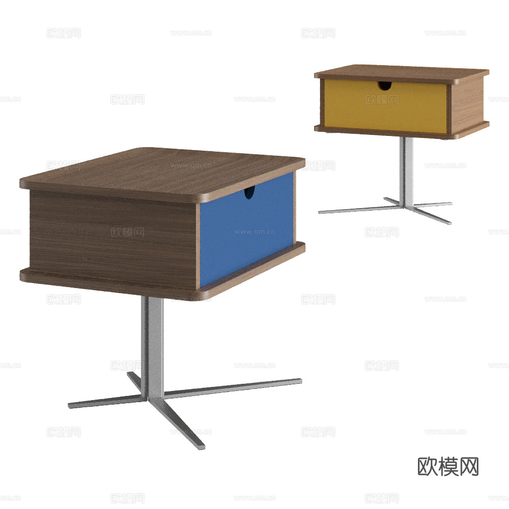 包豪斯床头柜 方形床头柜 木质床头柜su模型