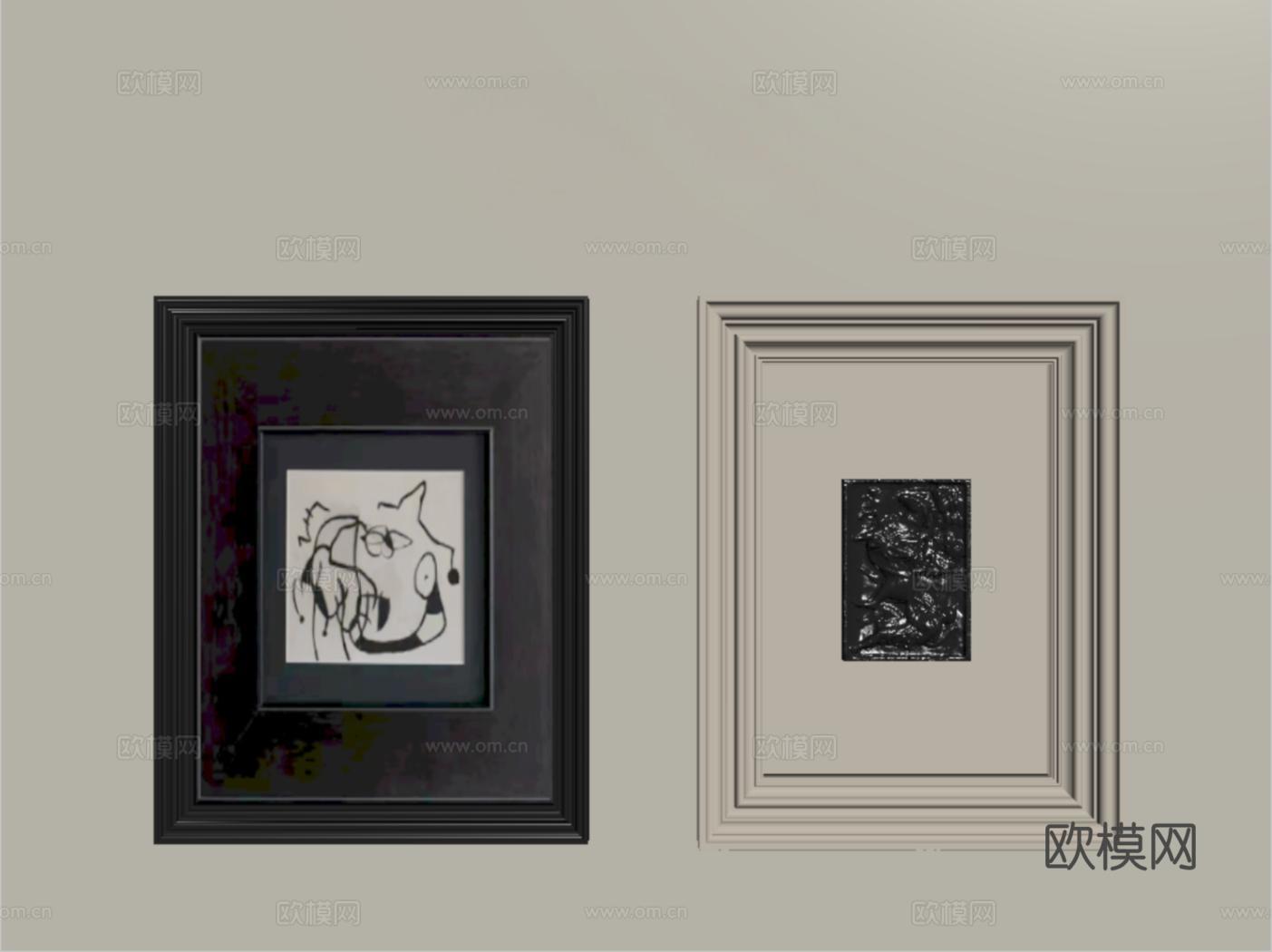 意式装饰画 挂画组合su模型