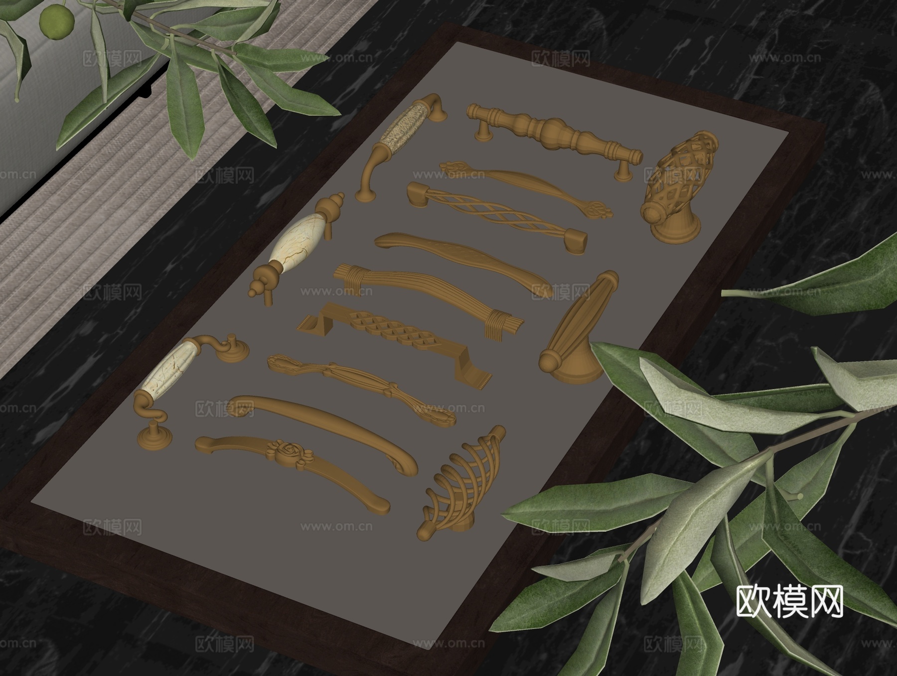 欧式拉手门把手su模型