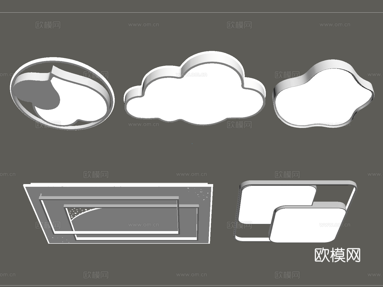 现代吸顶灯 方形吸顶灯 圆形 几何su模型