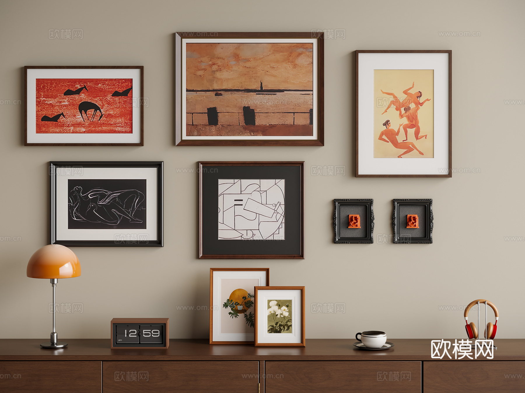 法式中古装饰画su模型