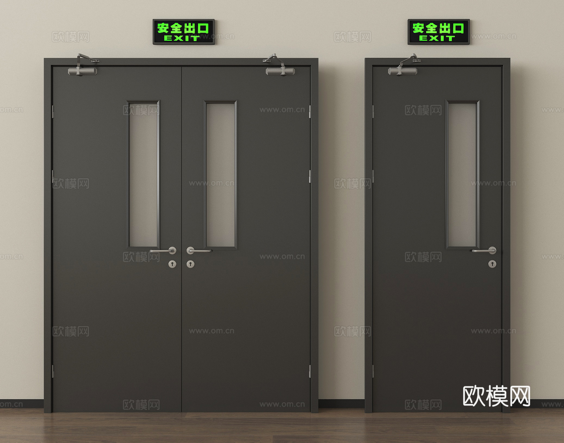 现代消防门 防火门 安全出口su模型