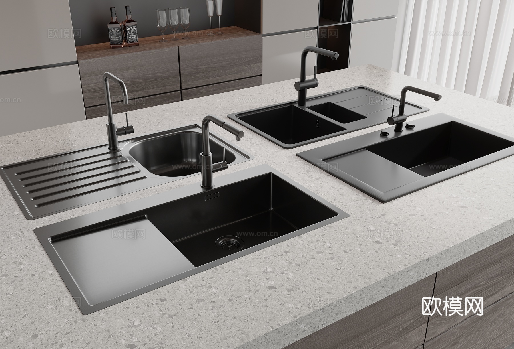 现代水槽su模型