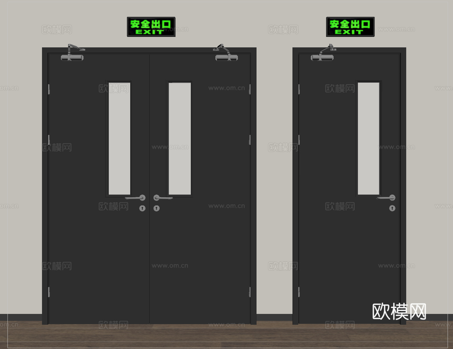 现代消防门 防火门 安全出口su模型