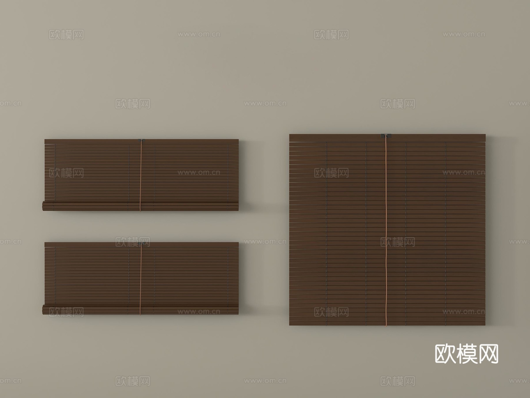 新中式百叶帘 卷帘 窗帘su模型