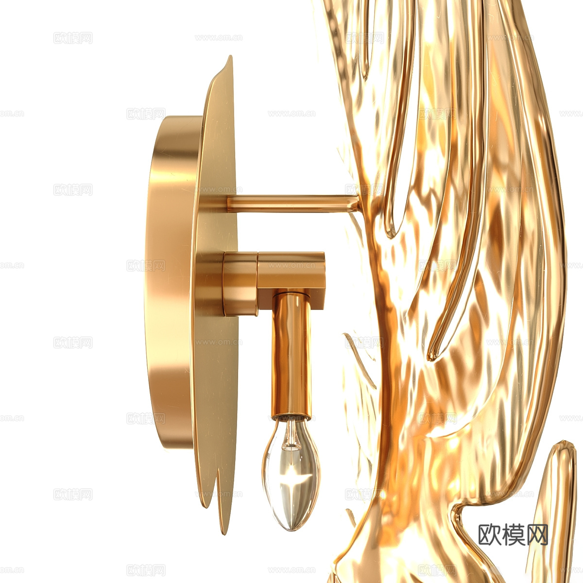 现代轻奢金叶装饰壁灯3d模型下载（渲染图6）