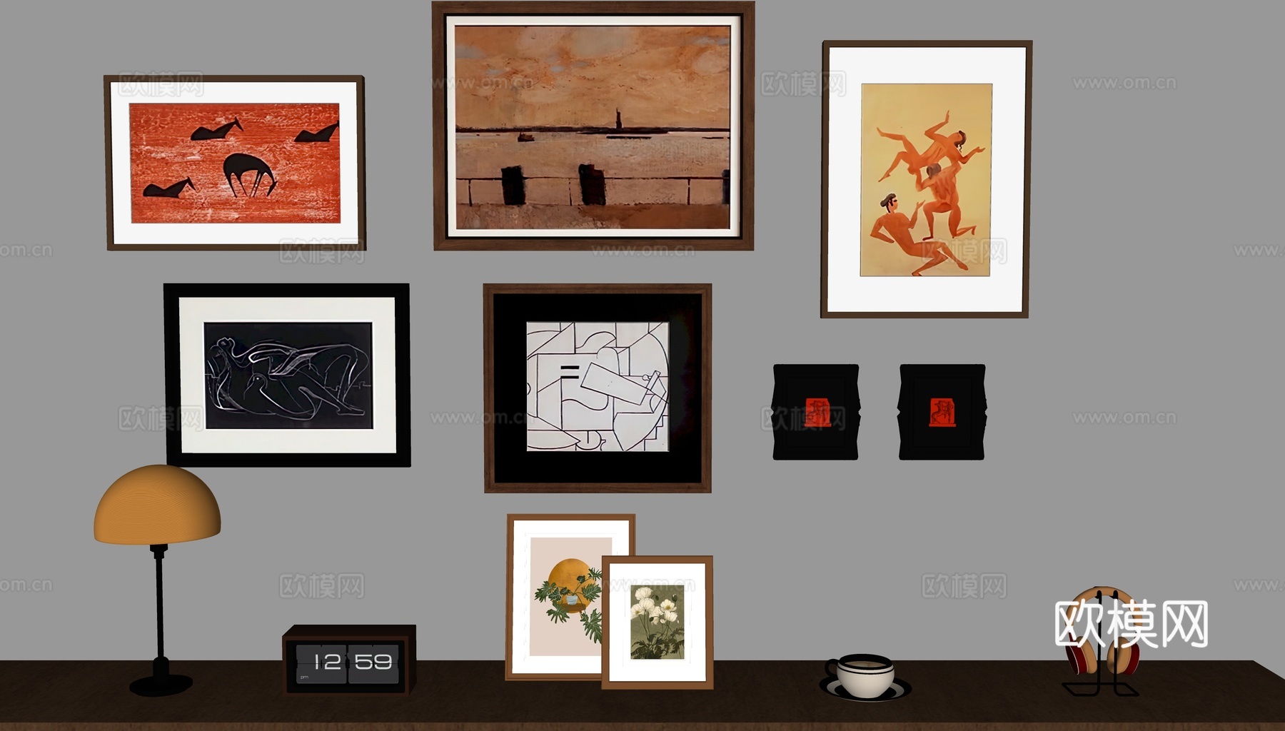 法式中古装饰画su模型