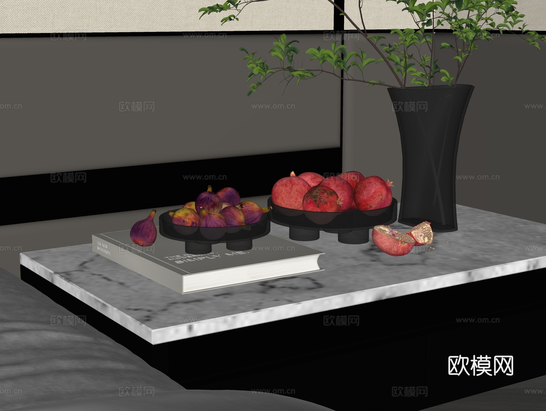 现代水果花瓶su模型