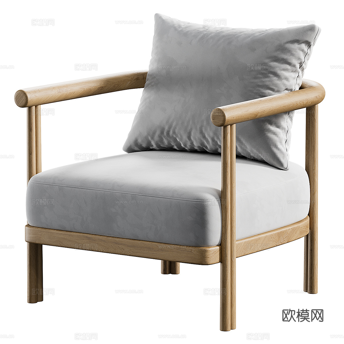 新中式 Cove 柚木休闲椅3d模型下载（渲染图3）