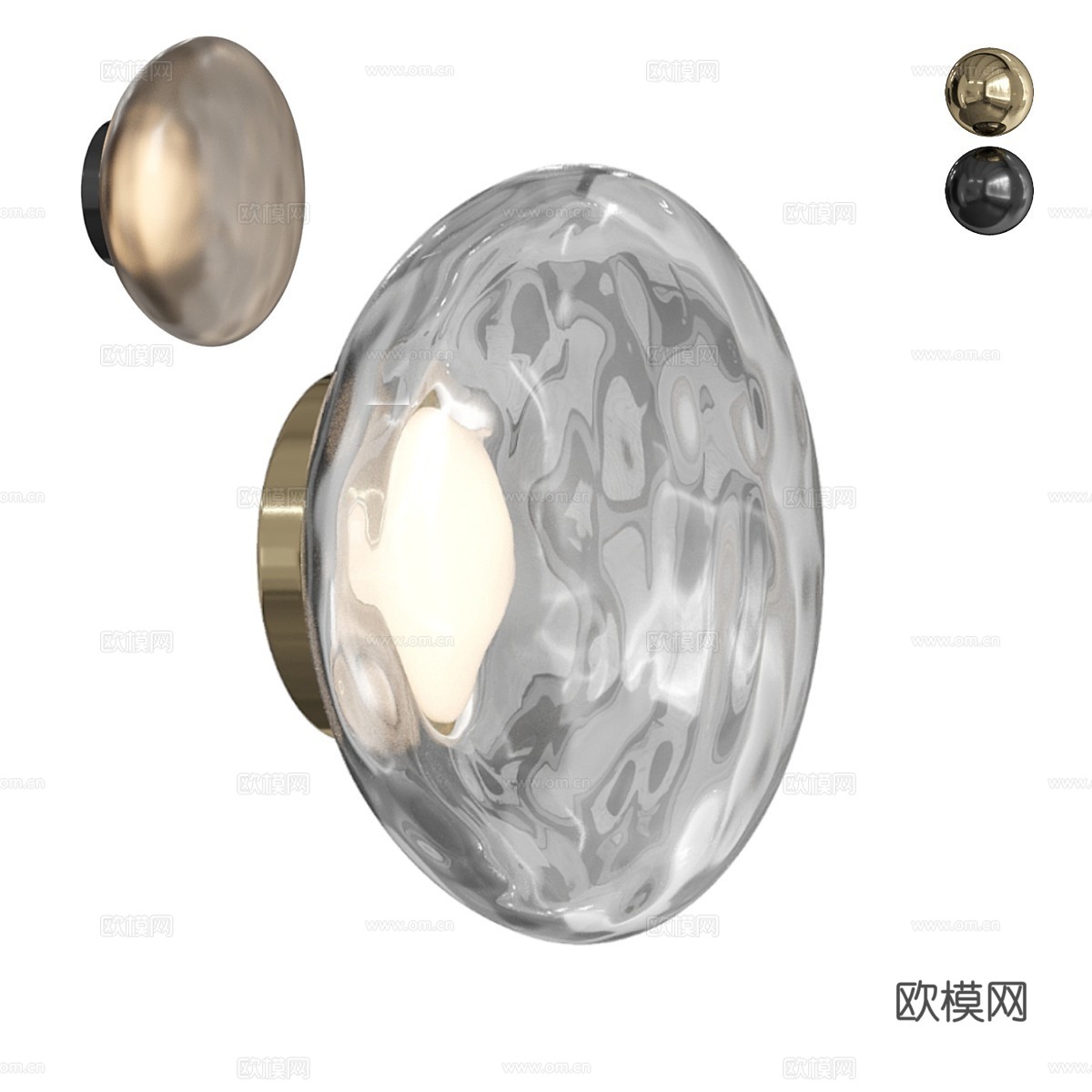 现代轻奢玻璃壁灯3d模型下载（渲染图1）