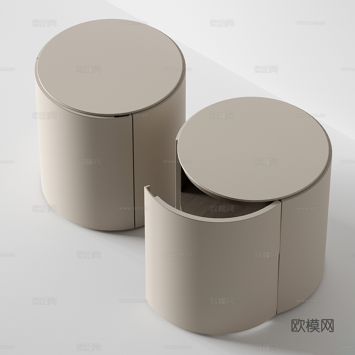 现代意式 Lema 圆形床头柜3d模型下载（渲染图2）