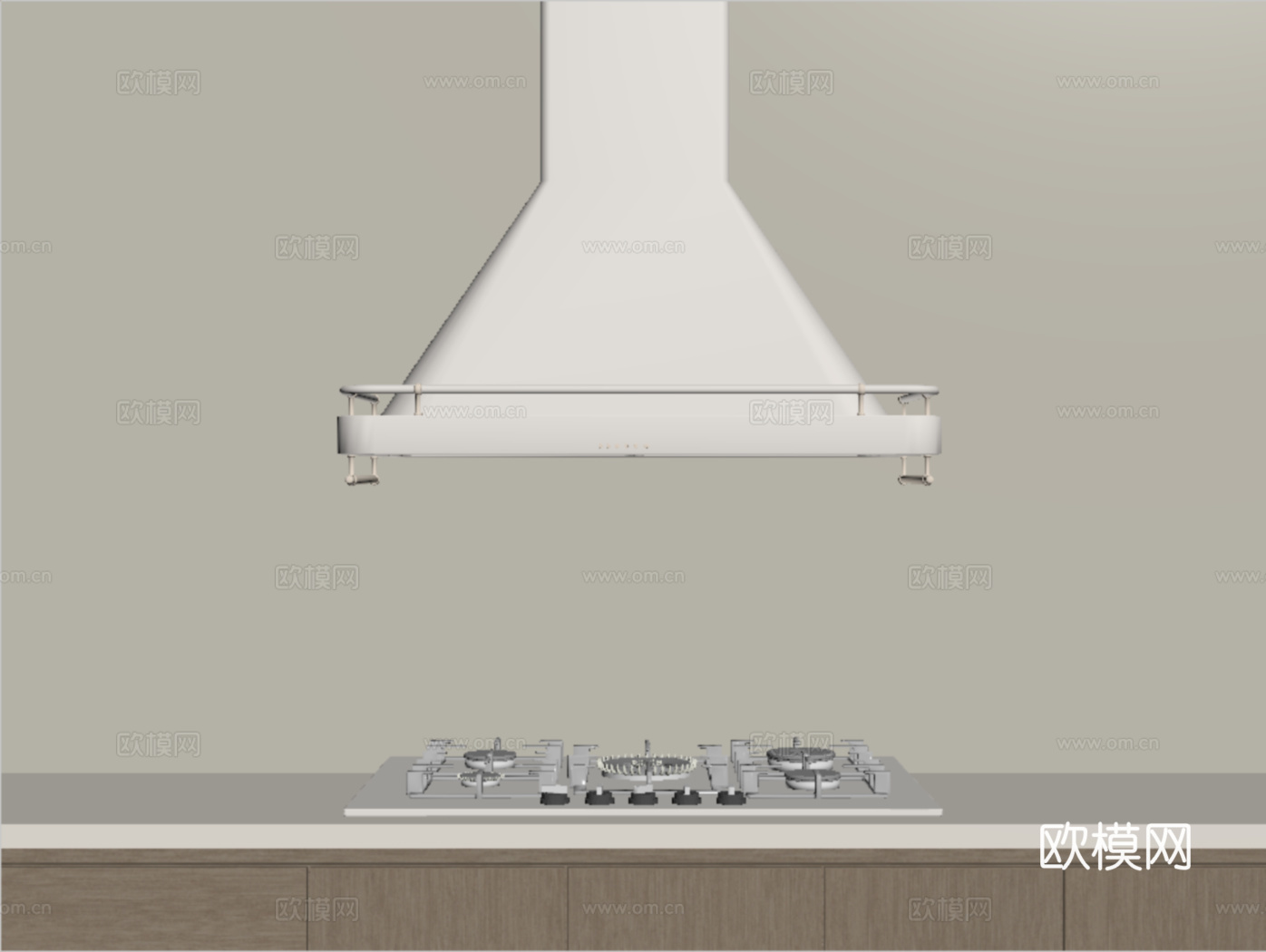 现代油烟机 炉具su模型