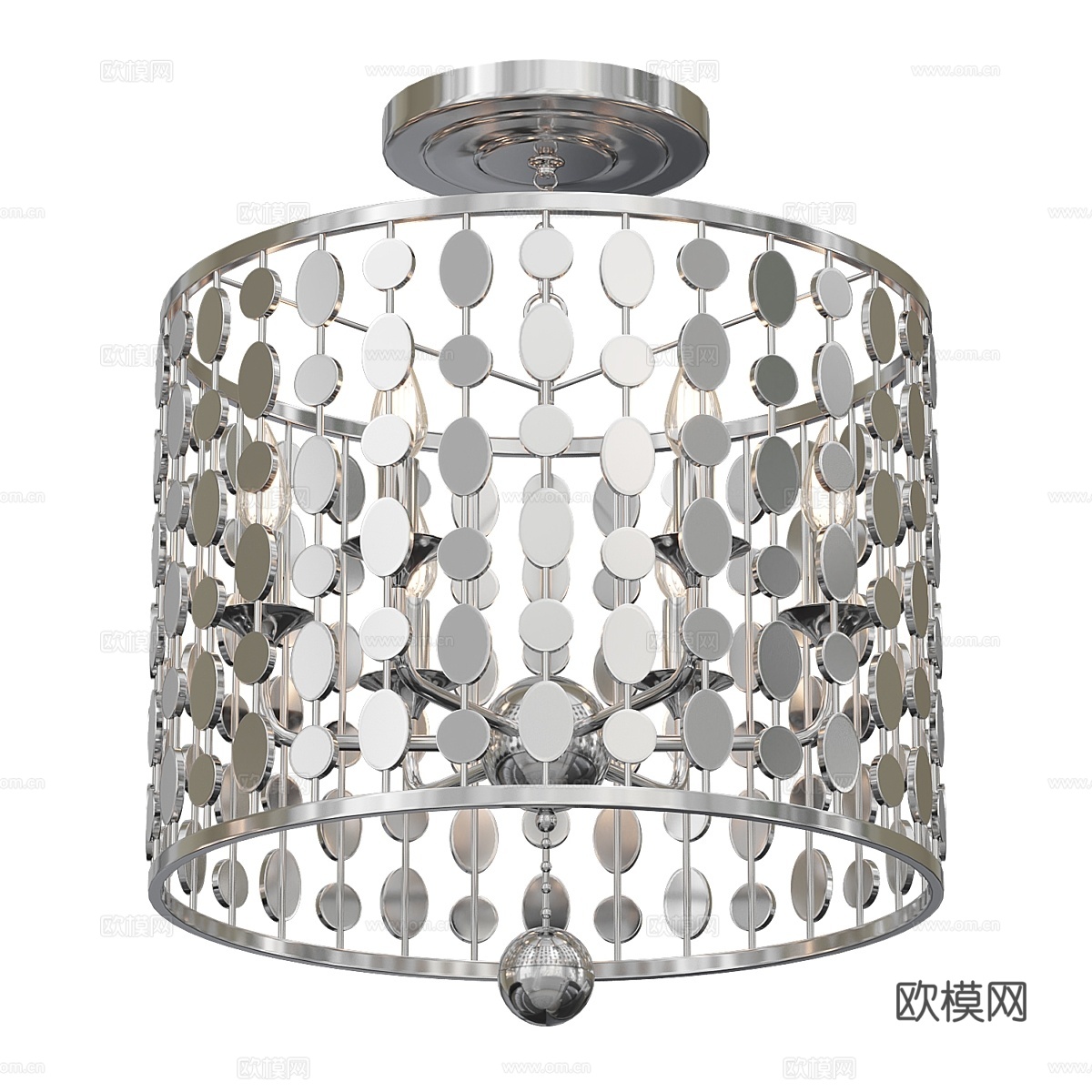 Layla六灯古银吊灯3d模型下载