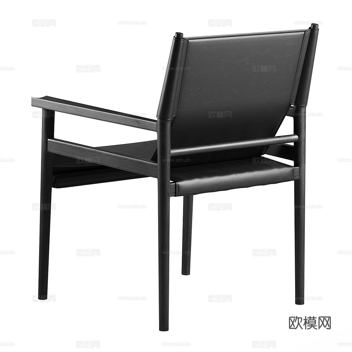 现代意式 Remy 皮革木质单椅3d模型下载（渲染图5）