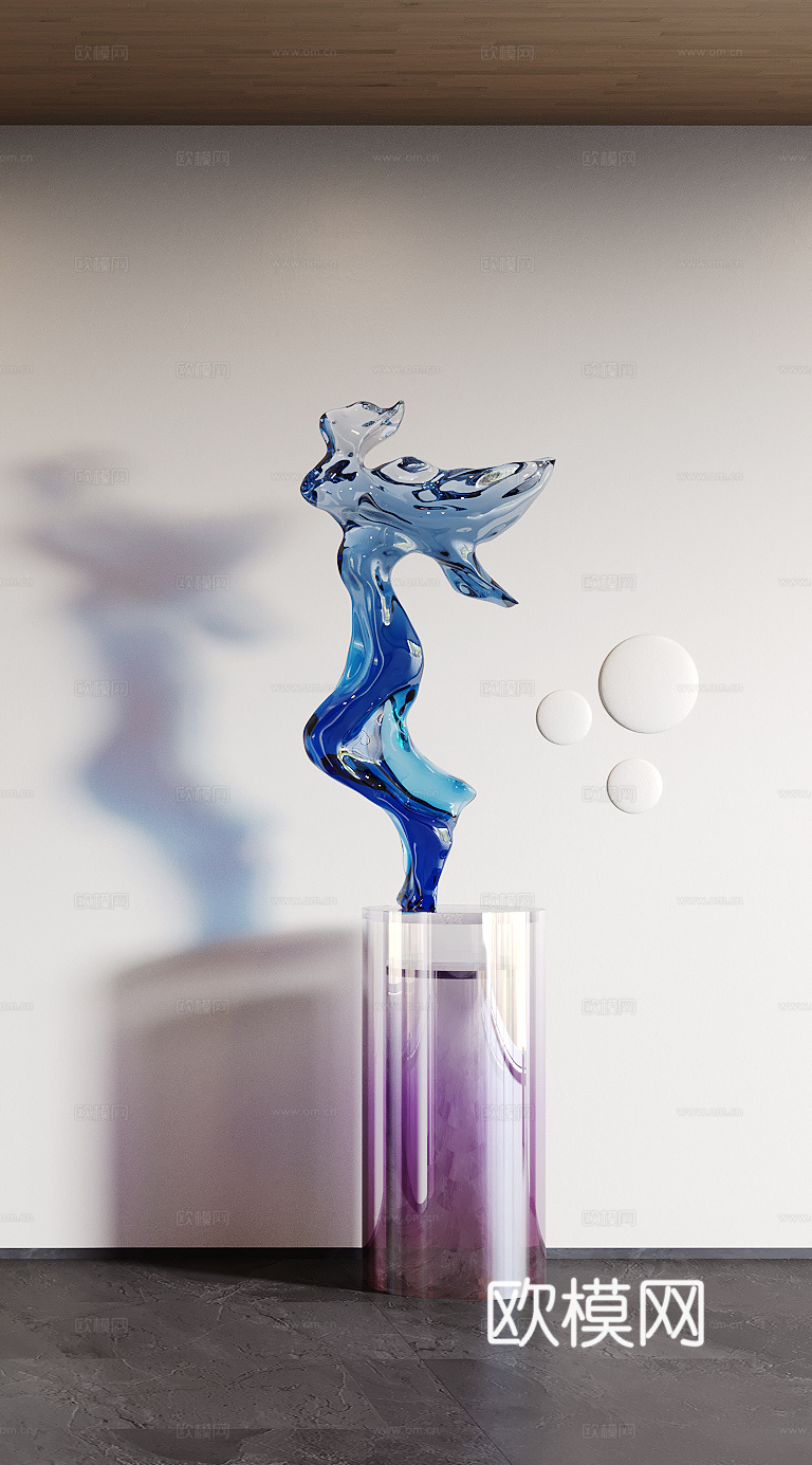 现代水晶雕塑3d模型下载（渲染图3）