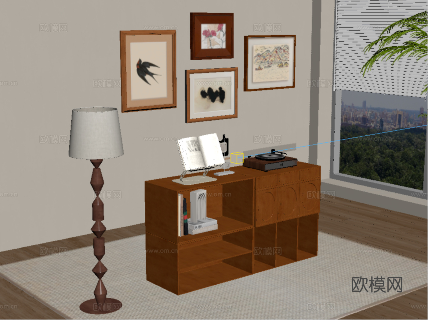 中古餐边柜 矮柜 装饰柜 斗柜 落地灯 挂画 摆件su模型