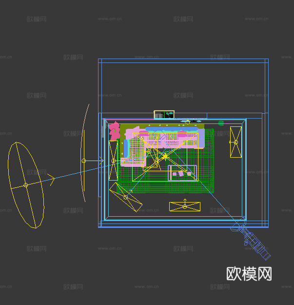 现代简约高脚皮沙发3d模型下载（渲染图3）