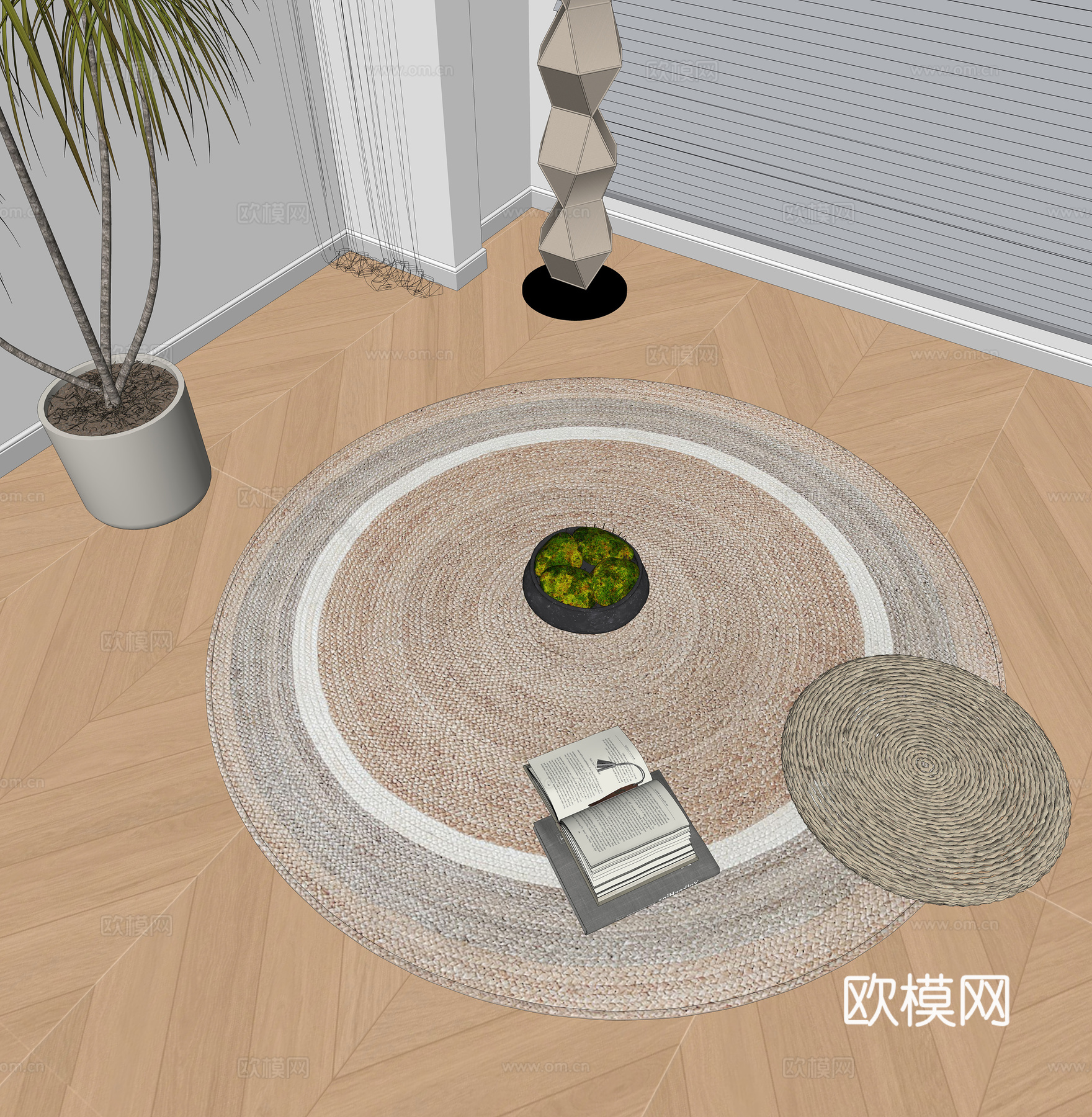 现代圆形地毯 装饰摆件su模型