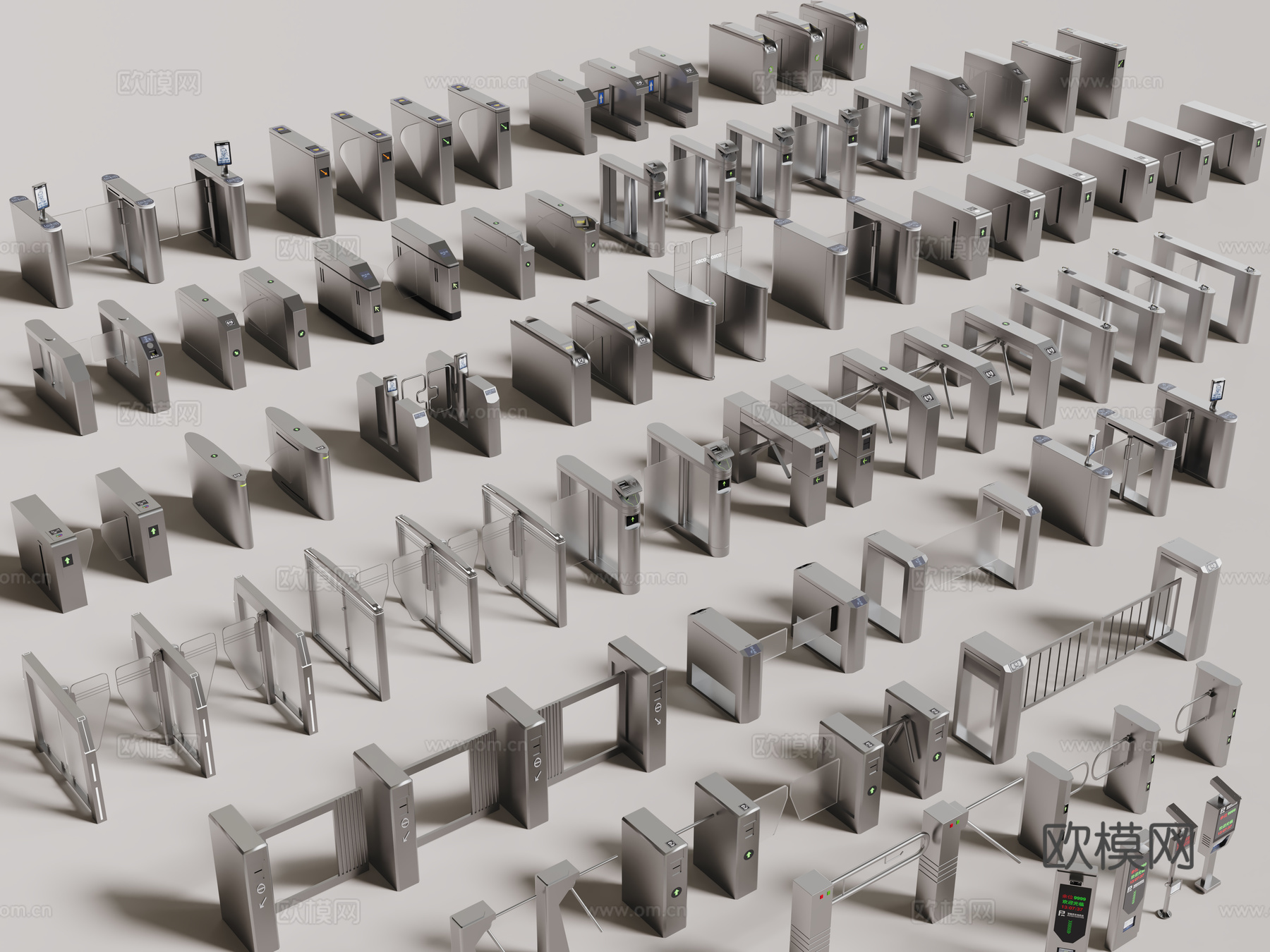 现代安检门 门禁 闸门 感应门 门禁机3d模型下载