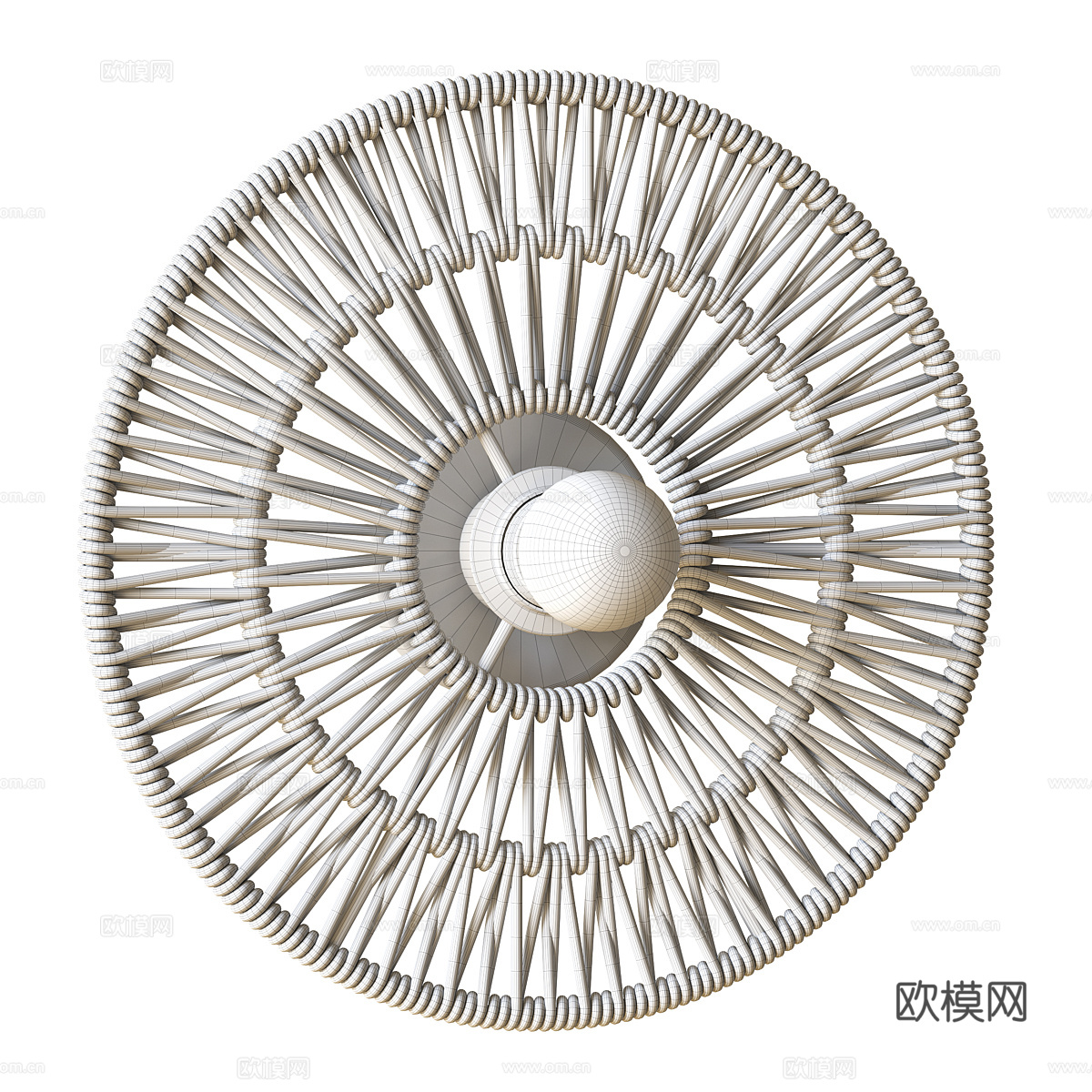新中式侘寂 EDL SFERA 圆形藤编装饰壁灯3d模型下载（渲染图4）