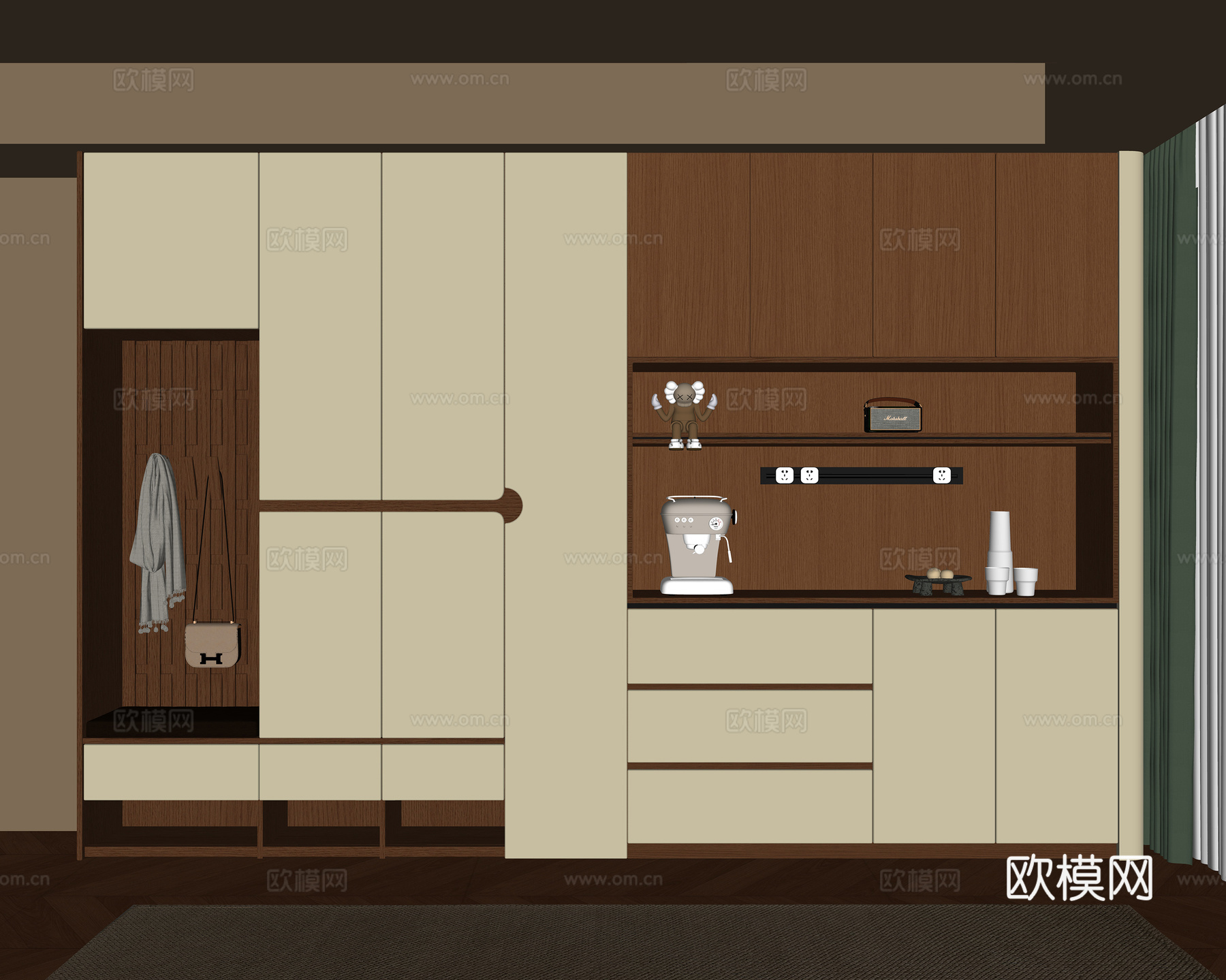 现代酒柜 鞋柜 定制柜su模型