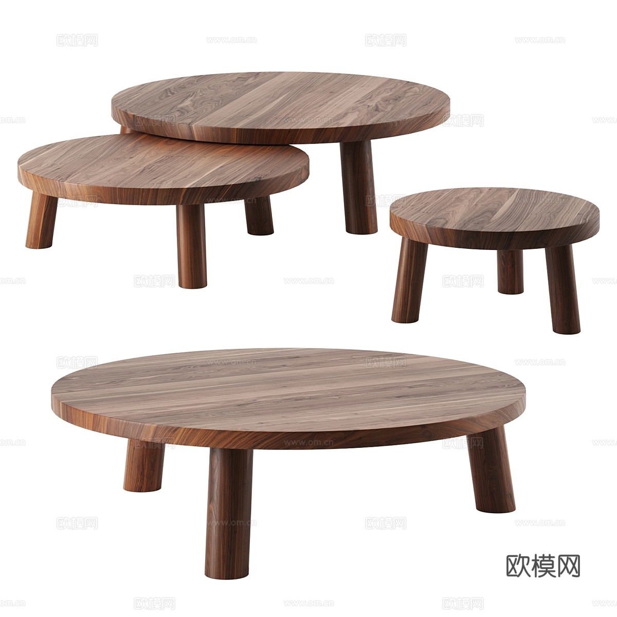 克里斯蒂安·伍设计三联桌 茶几3d模型下载