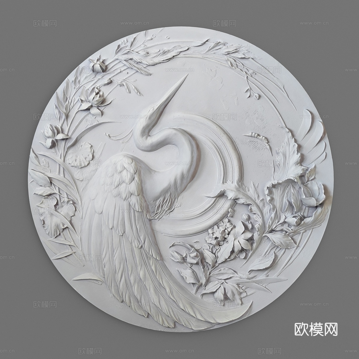 带苍鹭浮雕的板材3d模型下载