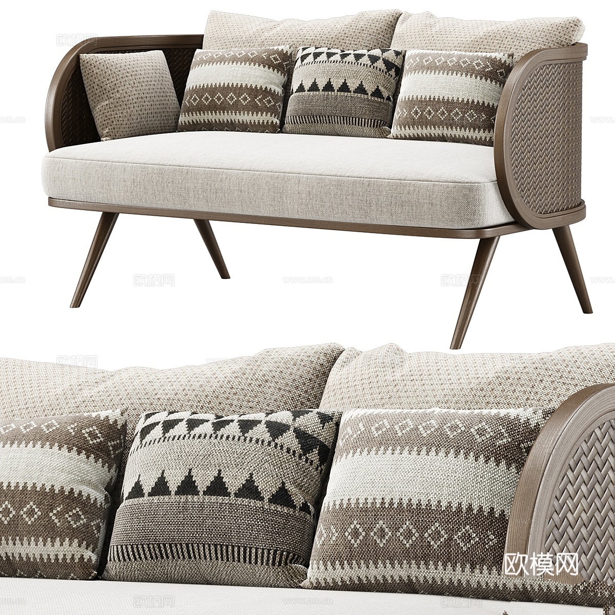 Victoria木藤编双人沙发 VA30 双人座3d模型下载