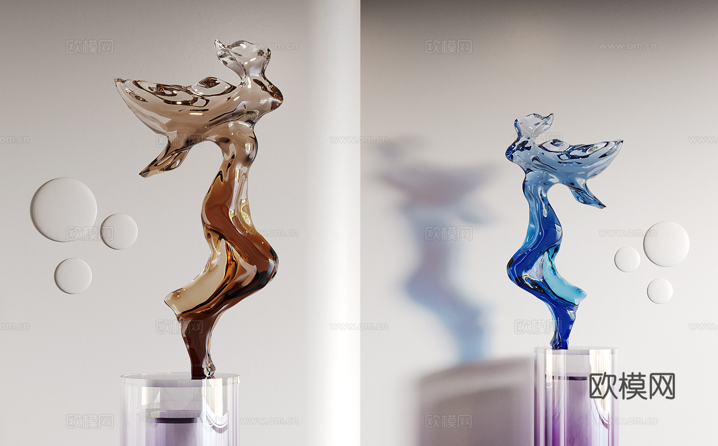 现代水晶雕塑3d模型下载（渲染图4）