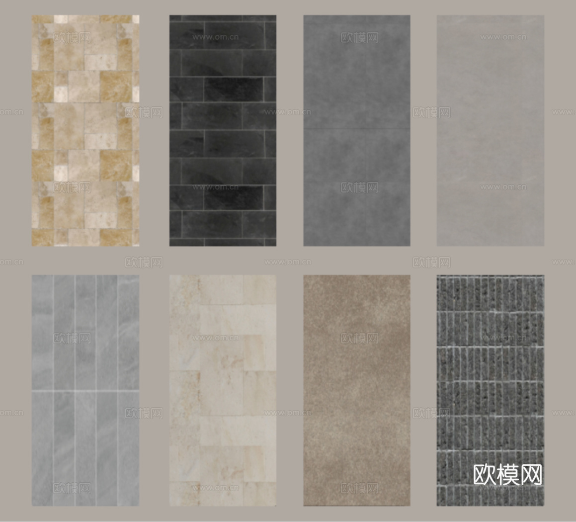 现代仿古砖 石材 岩石墙面su模型