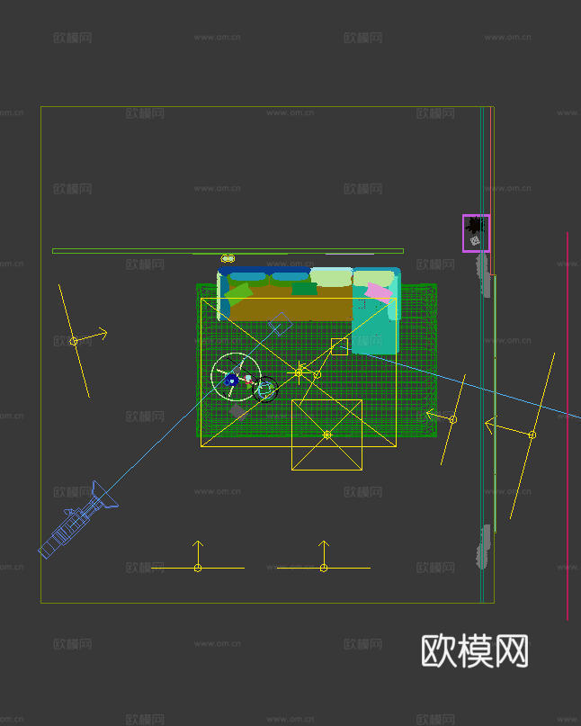 现代高脚皮沙发贵妃组合沙发3d模型