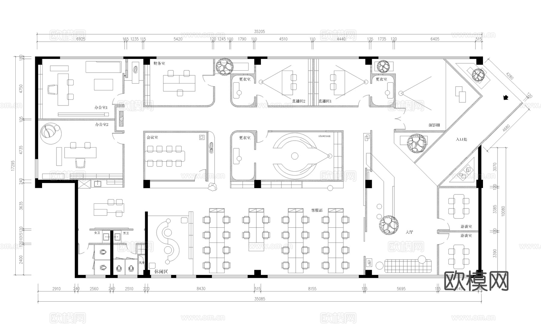 26套直播间直播公司多功能网红直播室CAD平面图cad施工图