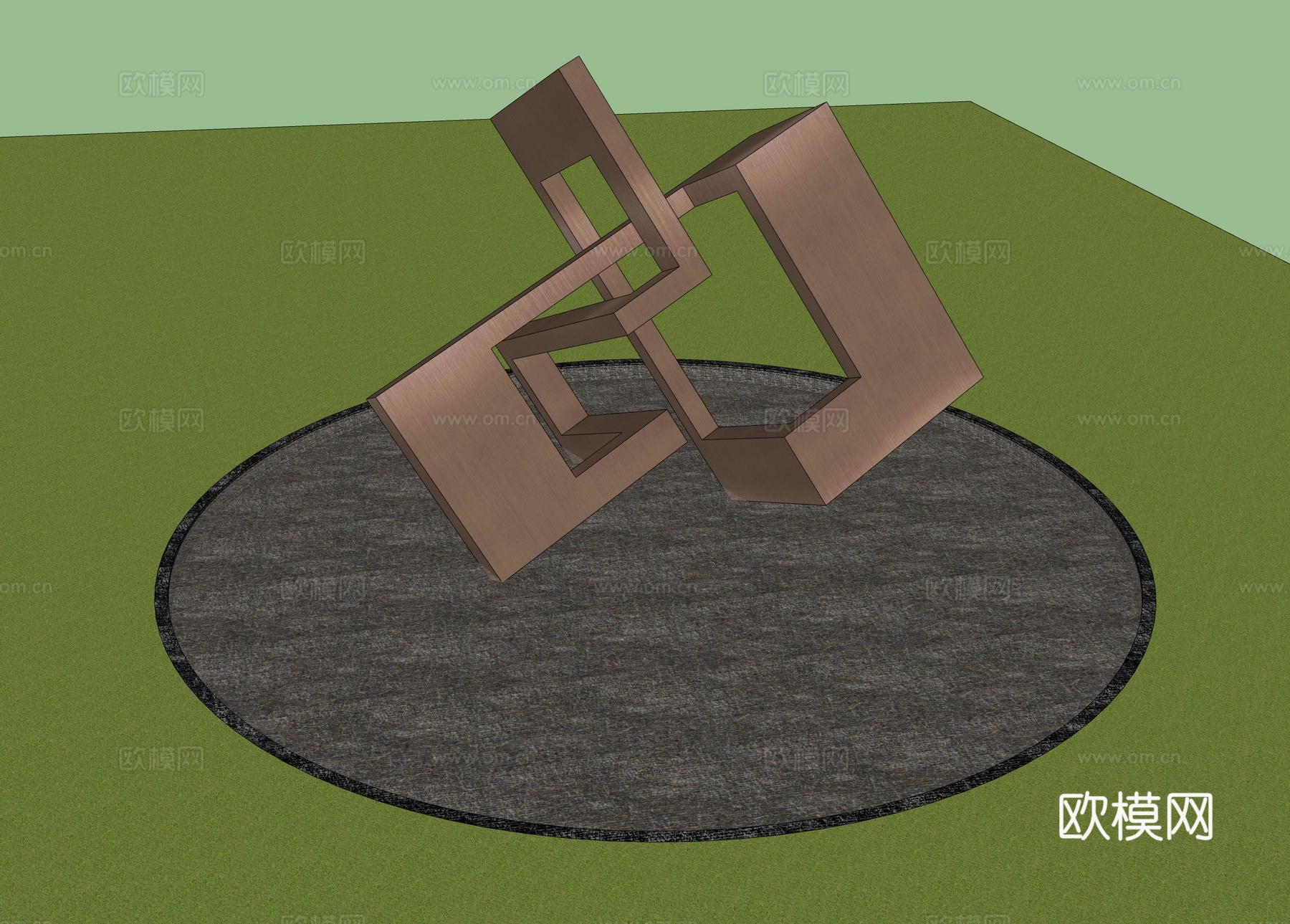 现代雕塑小品 金属循环转折雕塑su模型