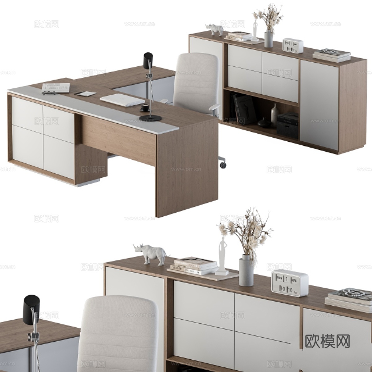 办公家具桌与控制台 - 经理套装343d模型下载