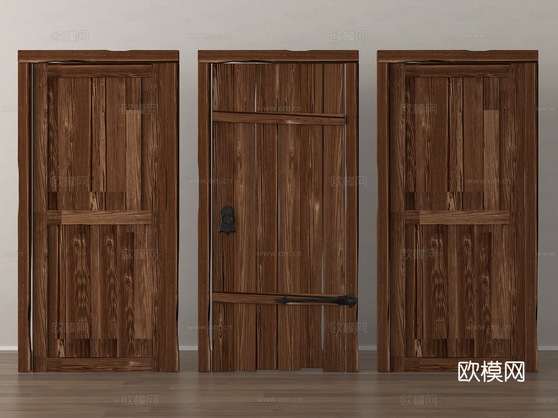 中式木门 老门板su模型