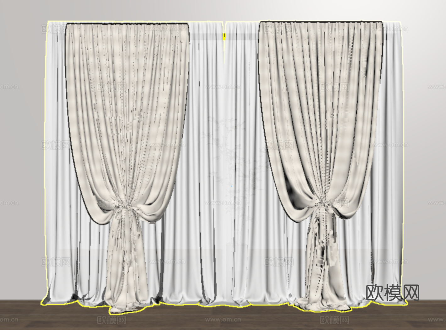法式窗帘 布艺窗帘 褶帘 纱帘su模型