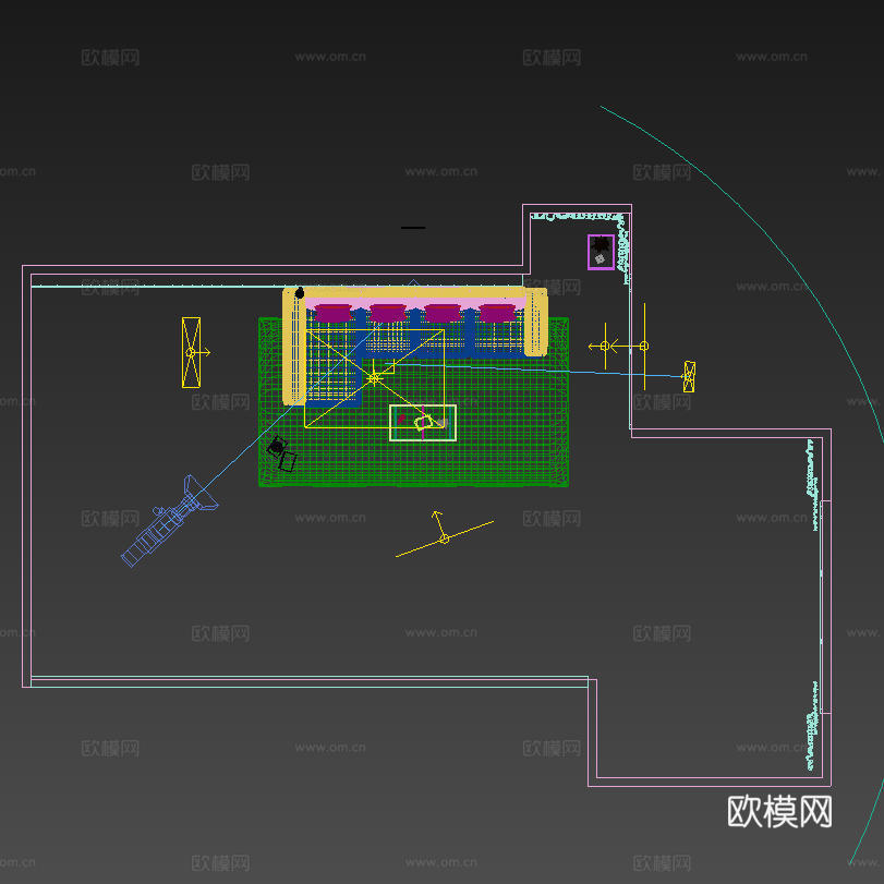 现代简约大户型客厅皮沙发茶几组合3d模型下载（渲染图3）