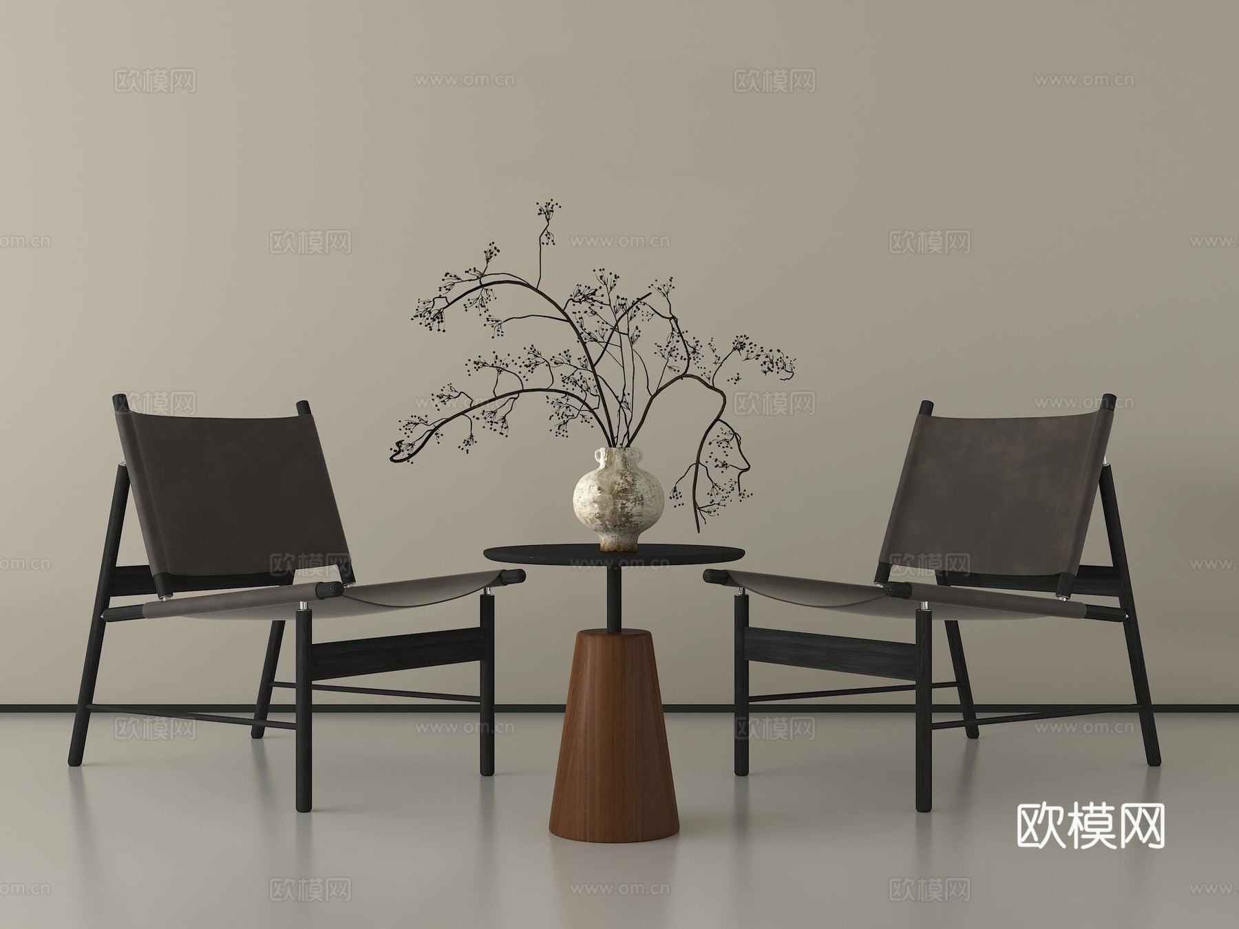 中古风休闲椅 休闲桌椅 圆几 花艺su模型su模型