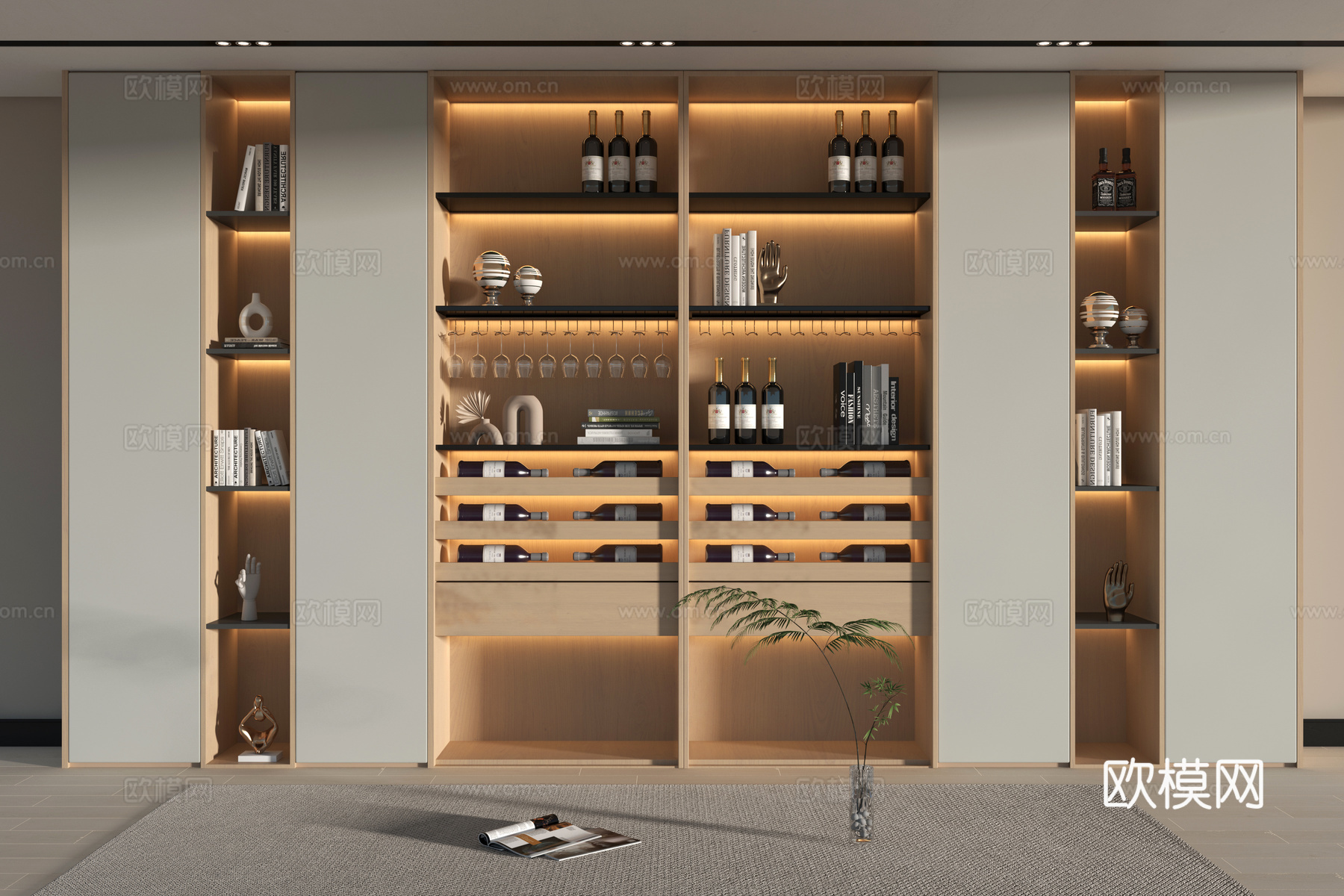 现代酒柜su模型