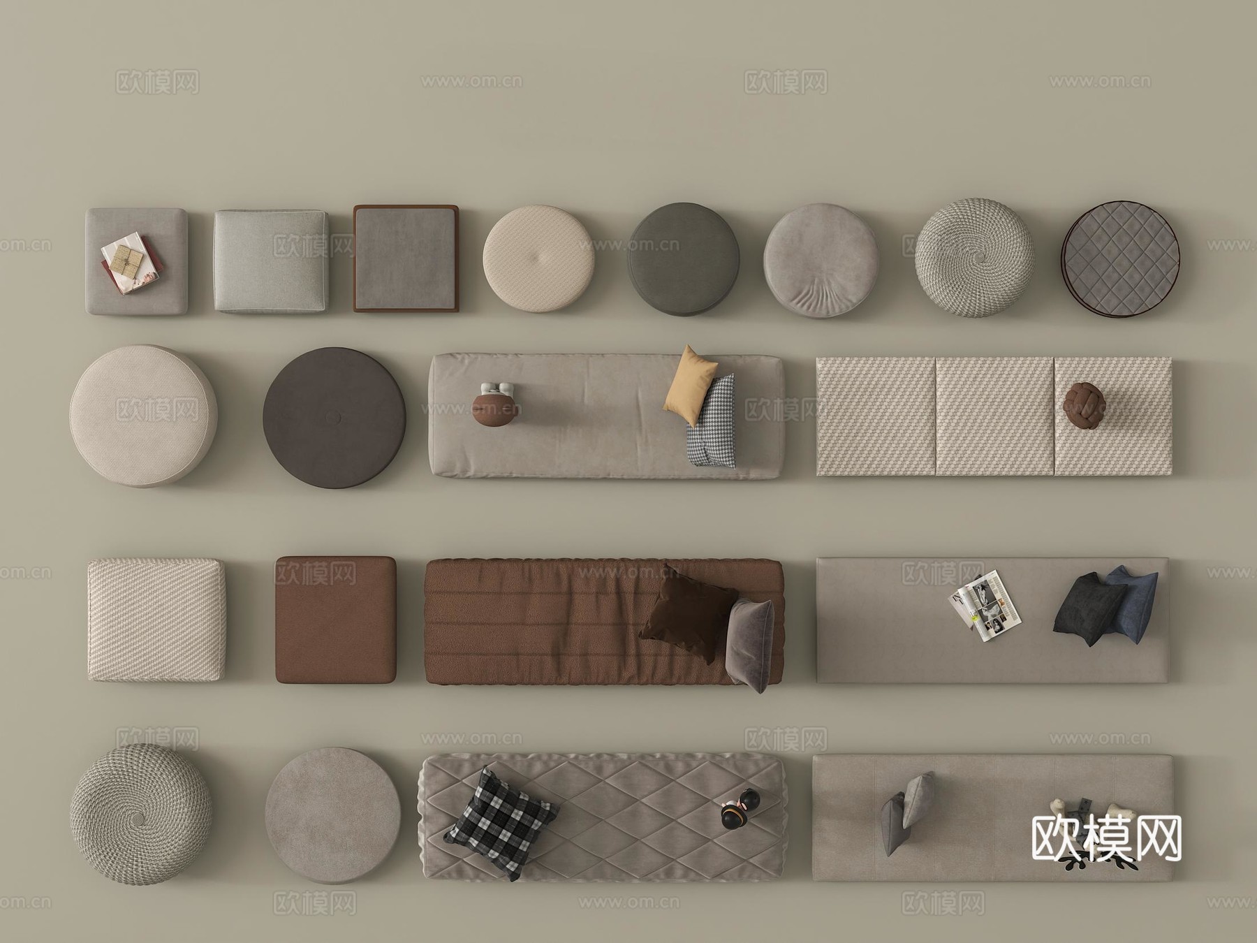 现代坐垫 蒲团 圆坐垫 飘窗垫 沙发垫3d模型下载