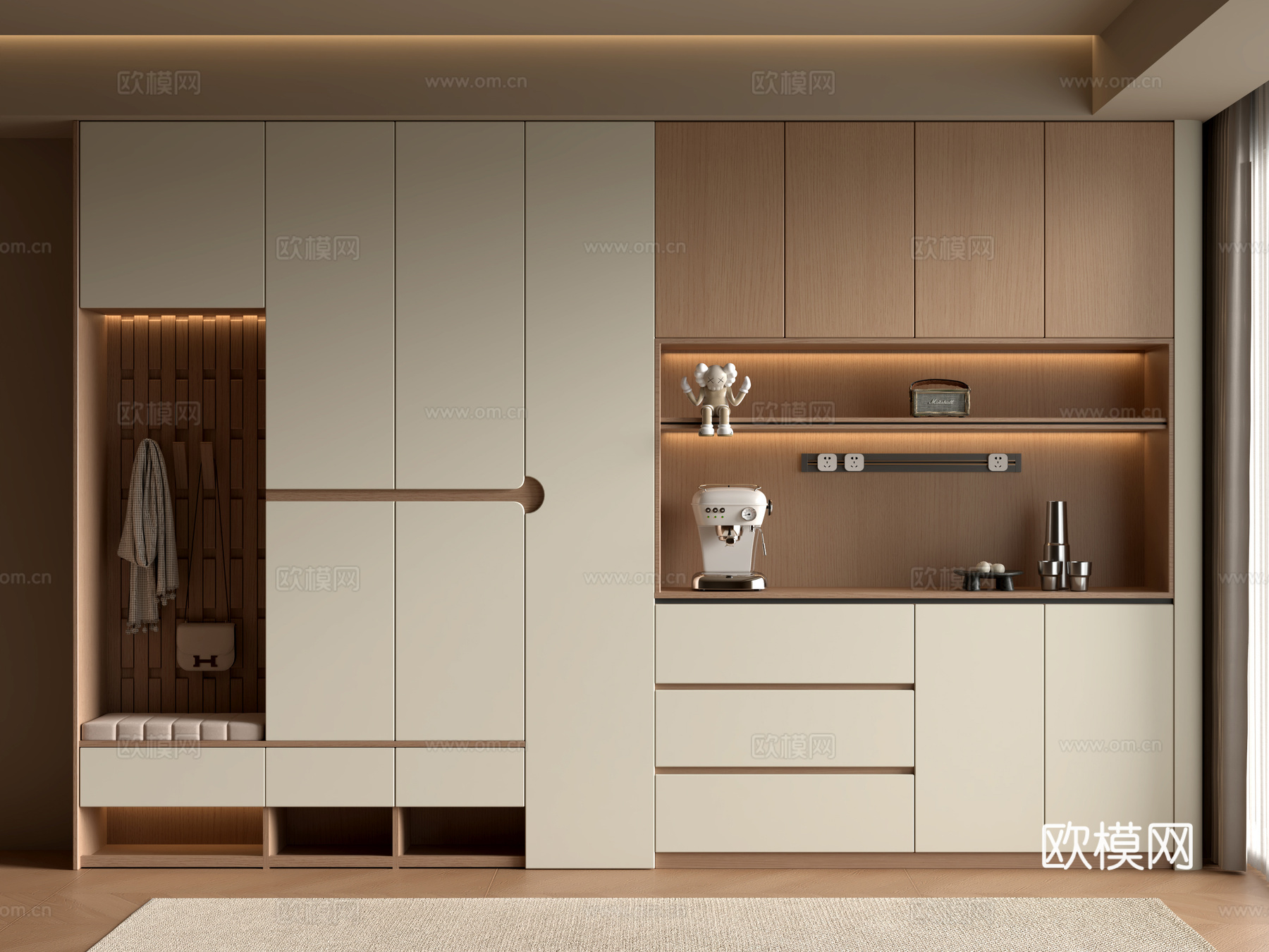 现代酒柜 鞋柜 定制柜su模型