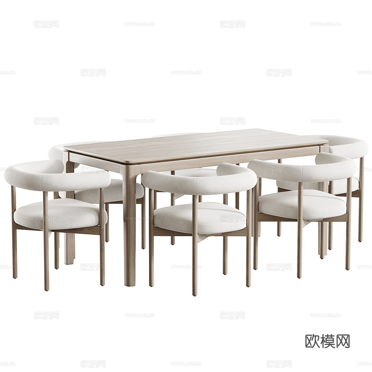 现代意式餐桌椅组合3d模型下载（渲染图2）