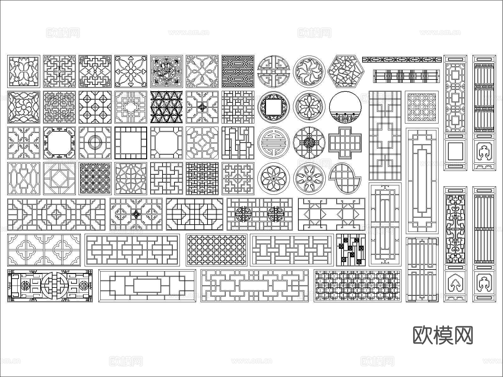 中式镂空门窗花汇总cad施工图